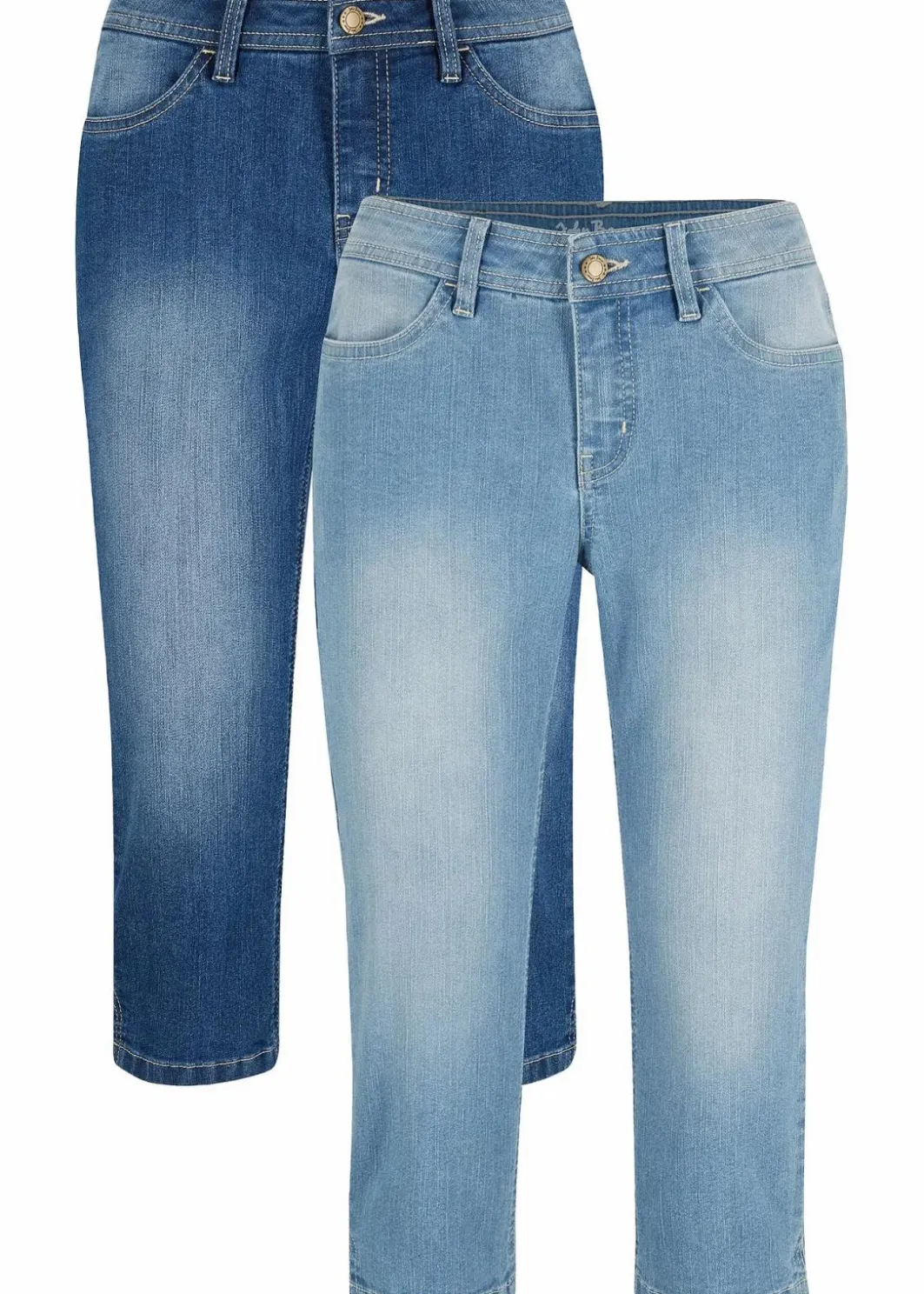 Damen bonprix Jeans|Bekleidung·Shirts & Tops|Capri-Komfort-Stretch-Jeans, 2-er Pack
