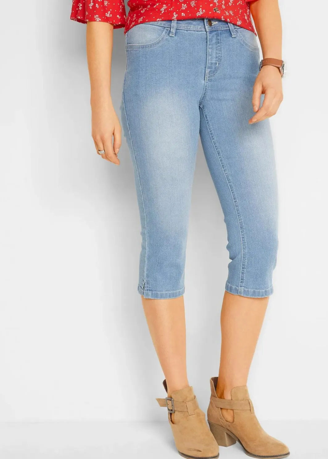 Damen bonprix Jeans|Bekleidung·Shirts & Tops|Capri-Komfort-Stretch-Jeans, 2-er Pack
