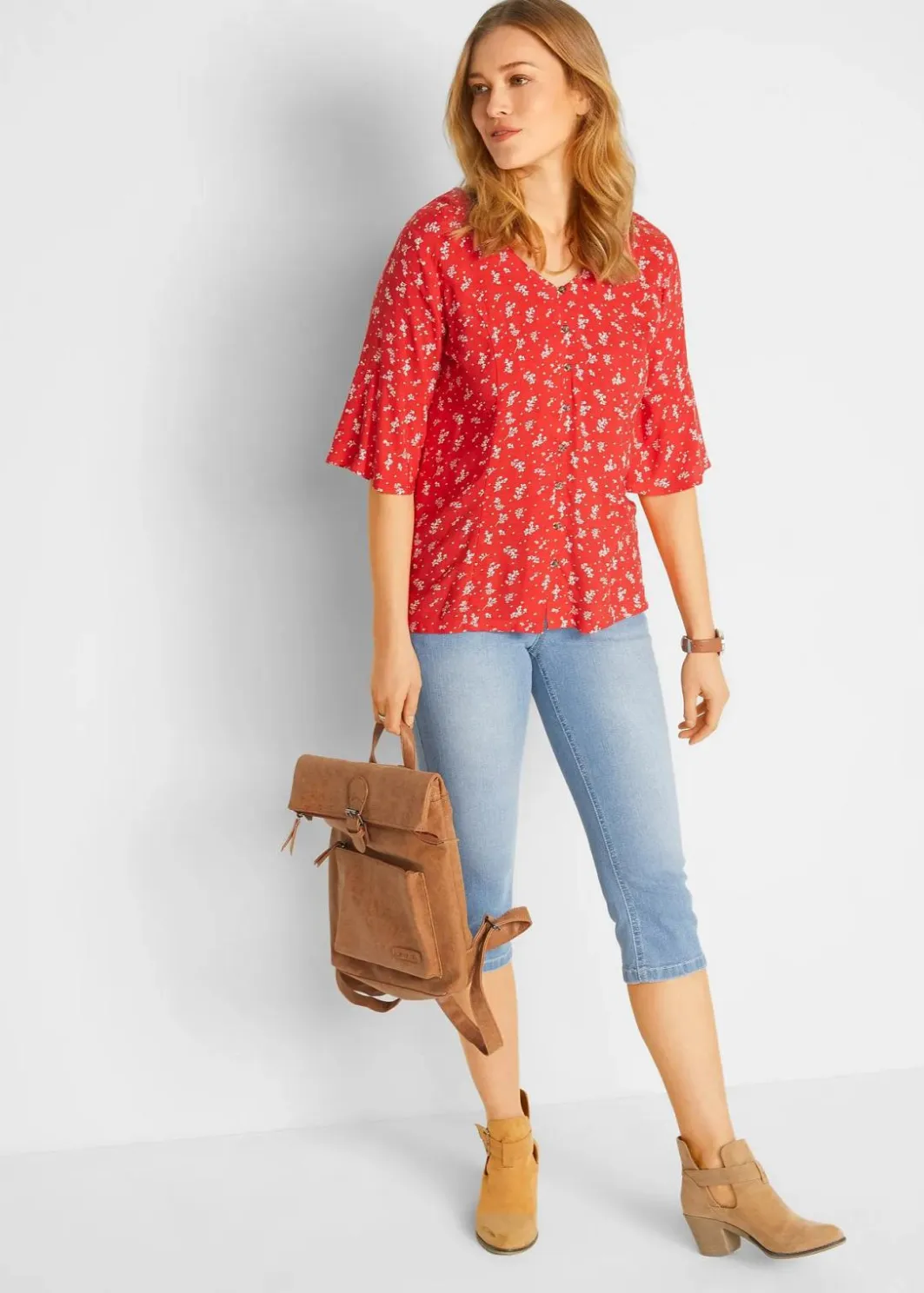 Damen bonprix Jeans|Bekleidung·Shirts & Tops|Capri-Komfort-Stretch-Jeans, 2-er Pack