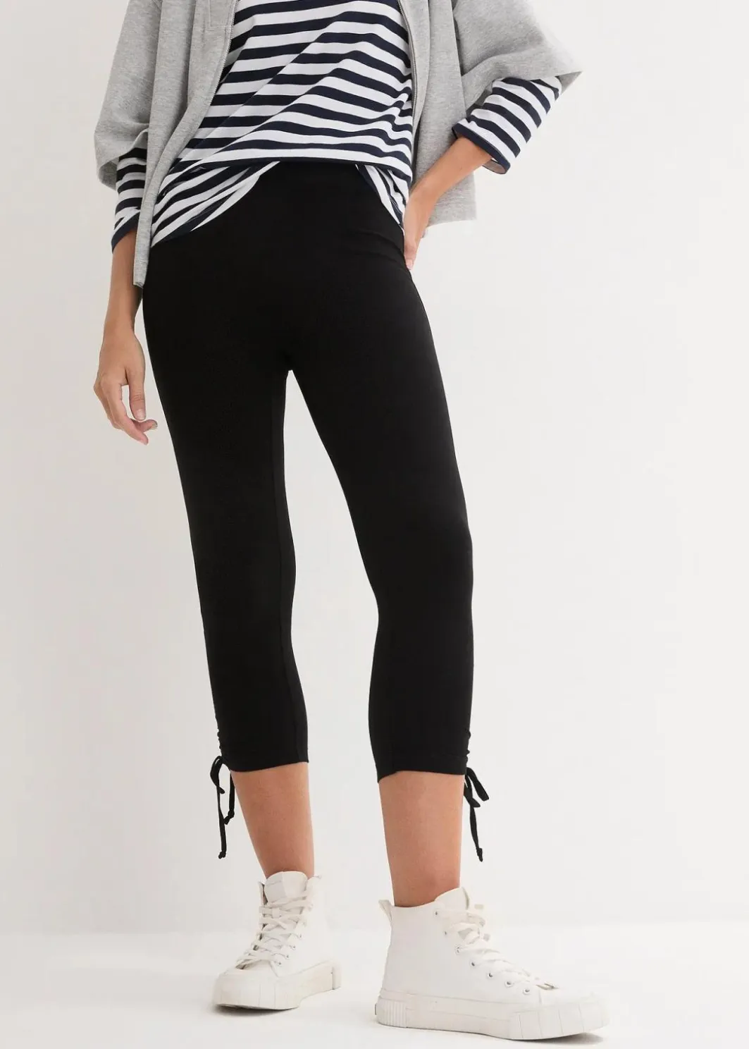 Damen bonprix Hosen|Bekleidung·Kleider|Capri-Leggings mit Raffung (2er Pack)