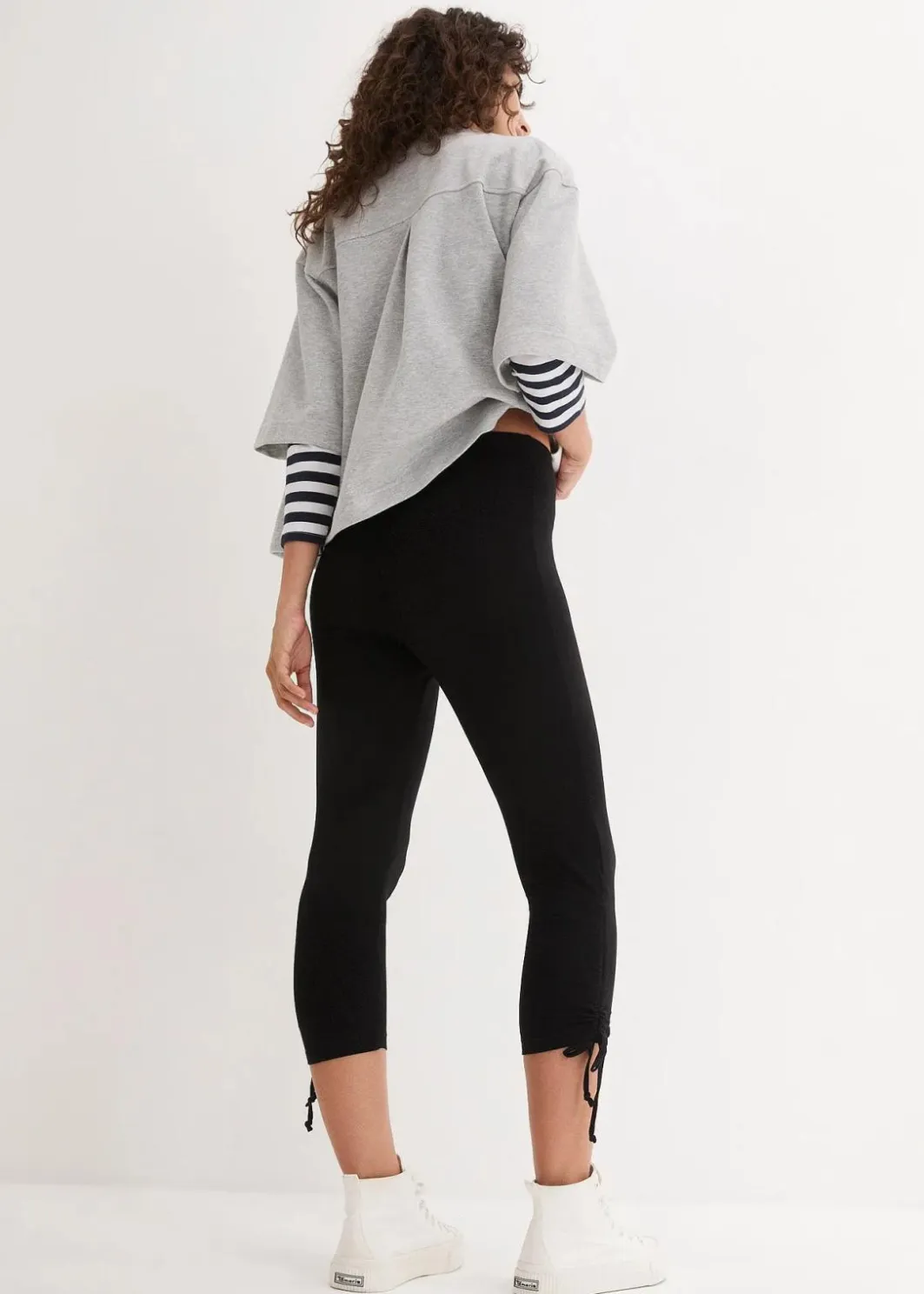 Damen bonprix Hosen|Bekleidung·Kleider|Capri-Leggings mit Raffung (2er Pack)