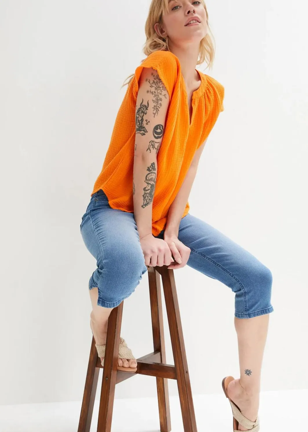 Damen bonprix Jeans|Bekleidung·Shirts & Tops|Capri-Ultra-Soft-Jeans