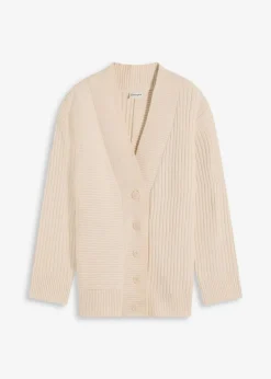 Damen bonprix Pullover & Strickjacken|Strickmode|Cardigan mit Rippstrickmuster
