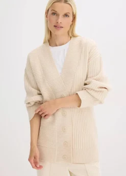 Damen bonprix Pullover & Strickjacken|Strickmode|Cardigan mit Rippstrickmuster