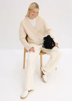Damen bonprix Pullover & Strickjacken|Strickmode|Cardigan mit Rippstrickmuster