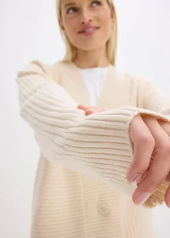 Damen bonprix Pullover & Strickjacken|Strickmode|Cardigan mit Rippstrickmuster