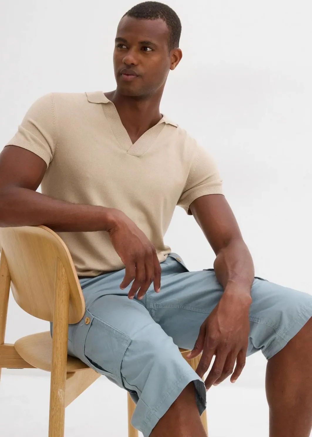 Herren bonprix Shorts|Hosen|Cargo-Bermuda aus reiner Baumwolle, Regular Fit