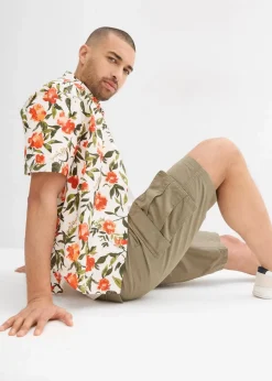 New Cargo-Bermuda aus reiner Baumwolle, Relaxed Fit Herren Hosen|Basics