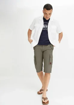 Herren bonprix Große Größen|Hosen|Cargo-Bermuda aus reiner Baumwolle, Regular Fit