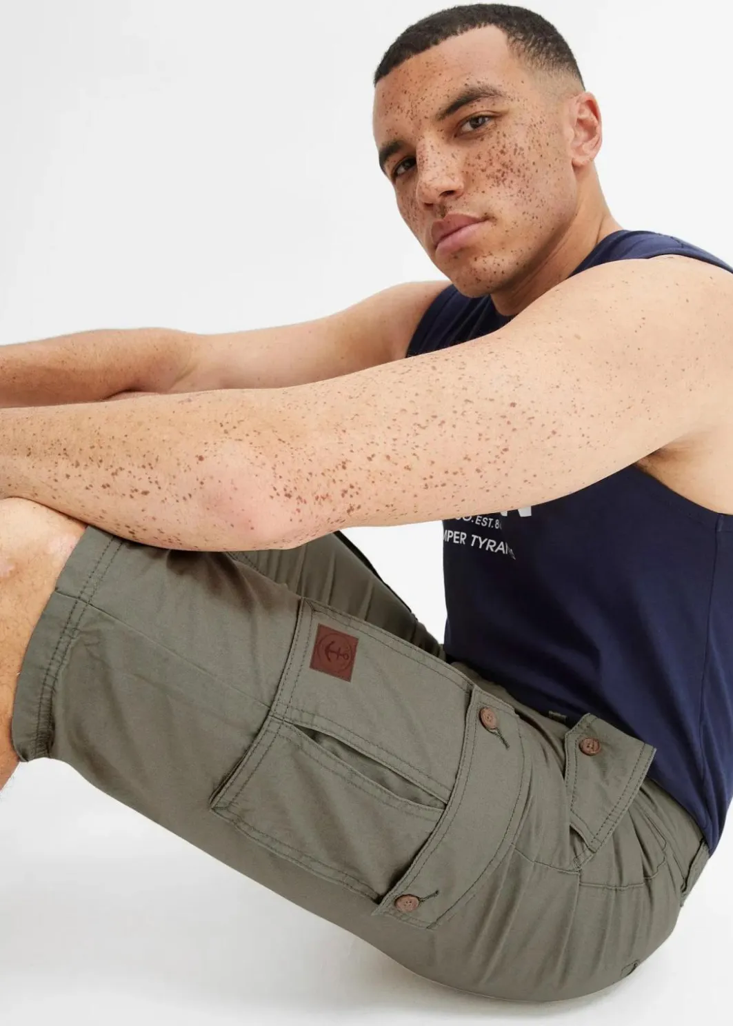 Herren bonprix Große Größen|Hosen|Cargo-Bermuda aus reiner Baumwolle, Regular Fit