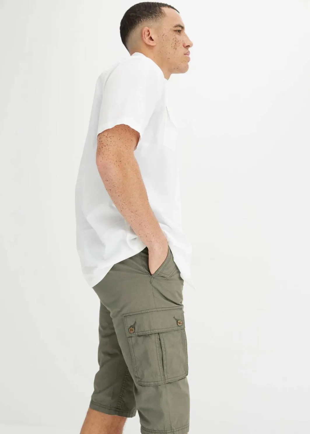 Herren bonprix Große Größen|Hosen|Cargo-Bermuda aus reiner Baumwolle, Regular Fit