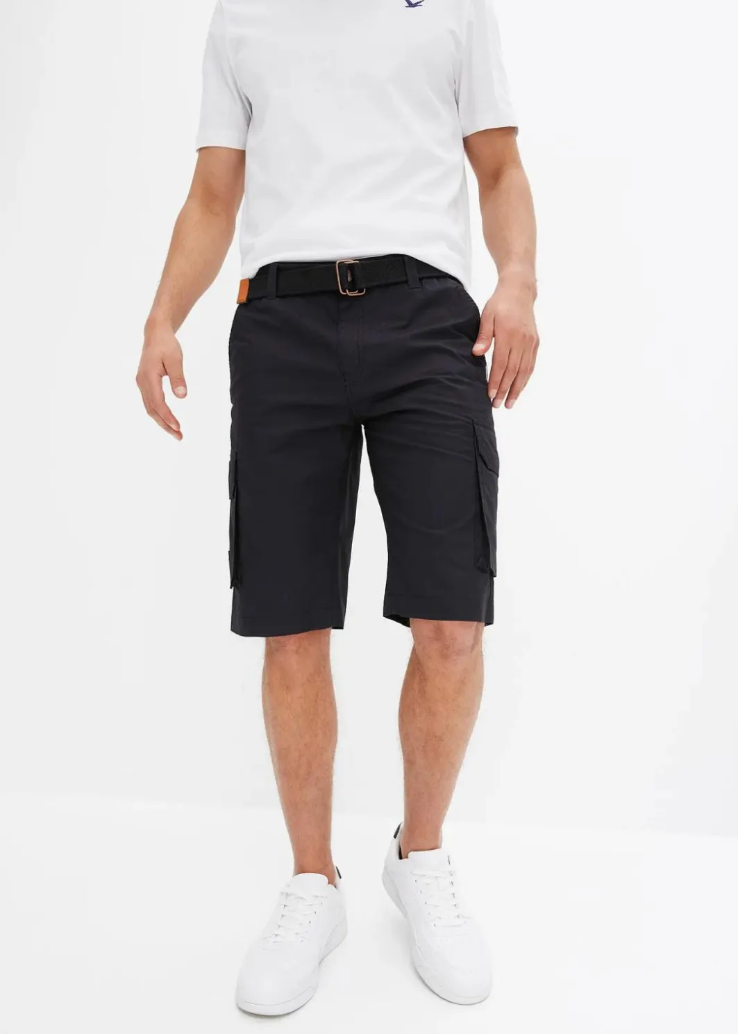 Herren bonprix Hosen|Shorts|Cargo-Bermuda mit Komfortbund und Gürtel, Regular Fit