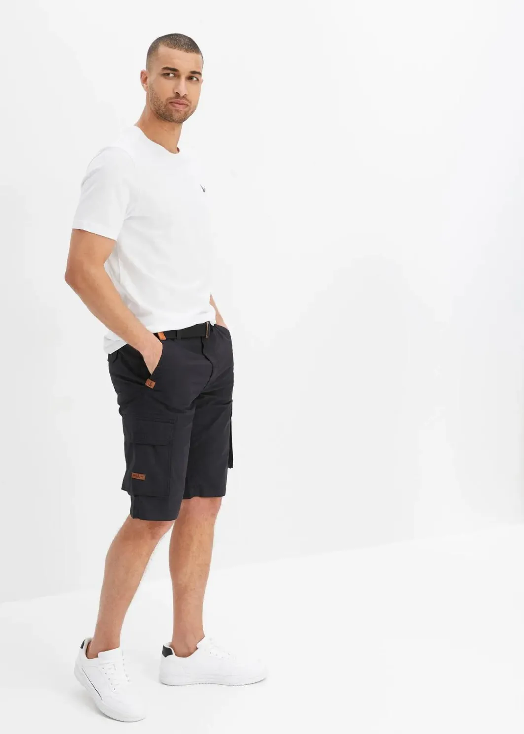 Herren bonprix Hosen|Shorts|Cargo-Bermuda mit Komfortbund und Gürtel, Regular Fit
