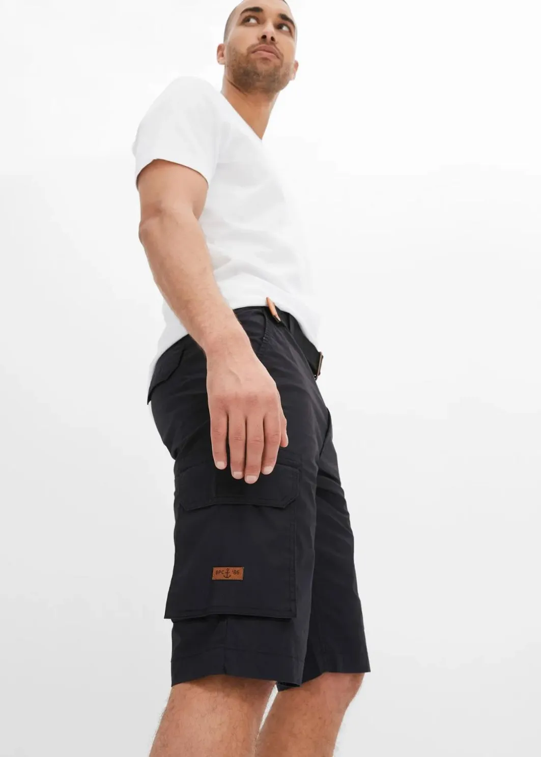 Herren bonprix Hosen|Shorts|Cargo-Bermuda mit Komfortbund und Gürtel, Regular Fit