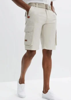Herren bonprix Große Größen|Shorts|Cargo-Bermuda mit Komfortbund und Gürtel, Regular Fit
