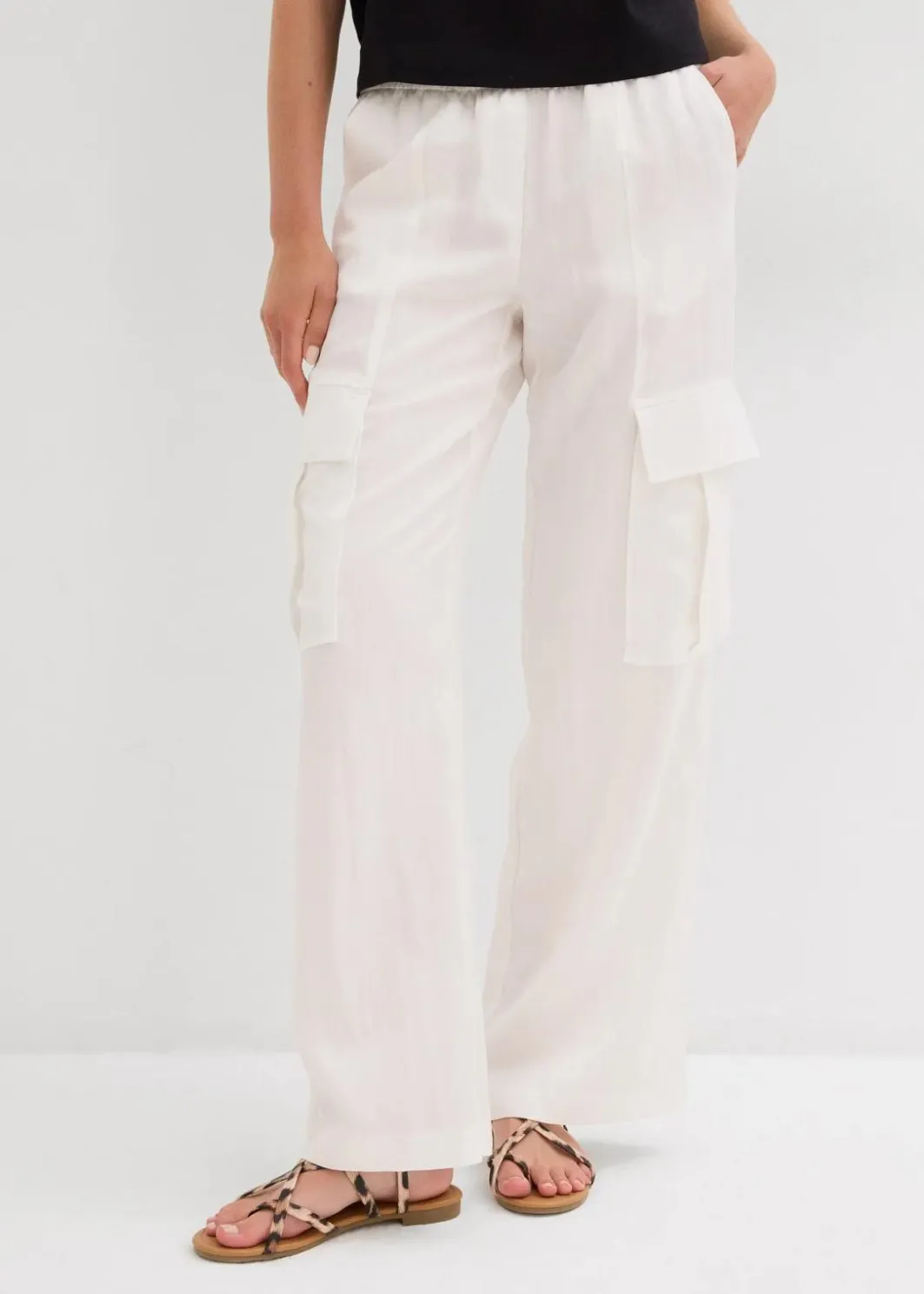 Damen bonprix Hosen|Cargohose aus fließendem Lyocell-Mix