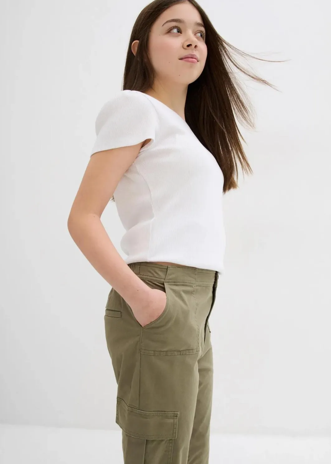 Kinder bonprix Mädchen 9-16 Jahre·Hosen & Leggings|Cargohose mit aufgesetzten Taschen