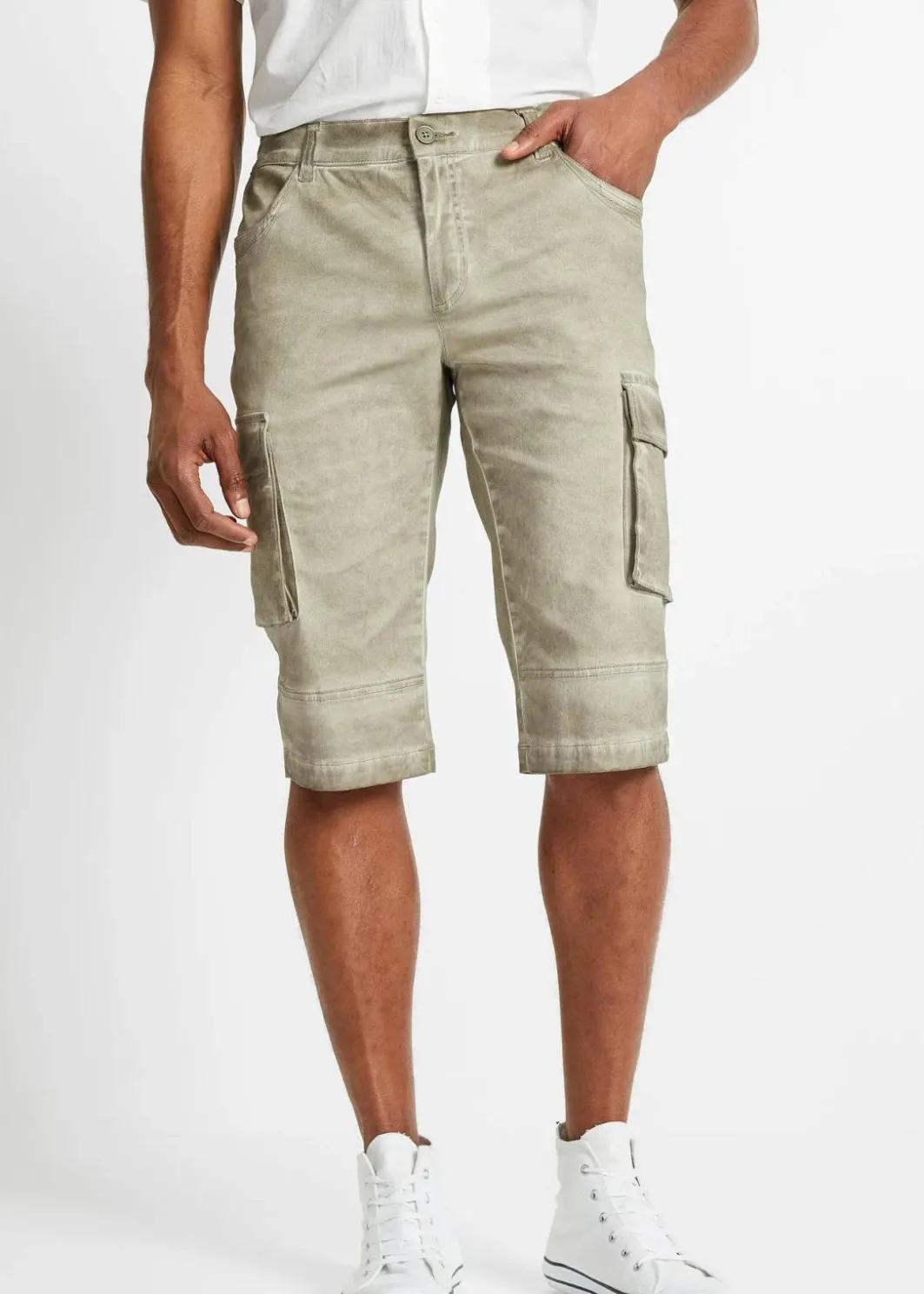 New Cargo-Long-Stretch-Bermuda mit Komfortschnitt, Regular Fit Herren Große Größen|Shorts