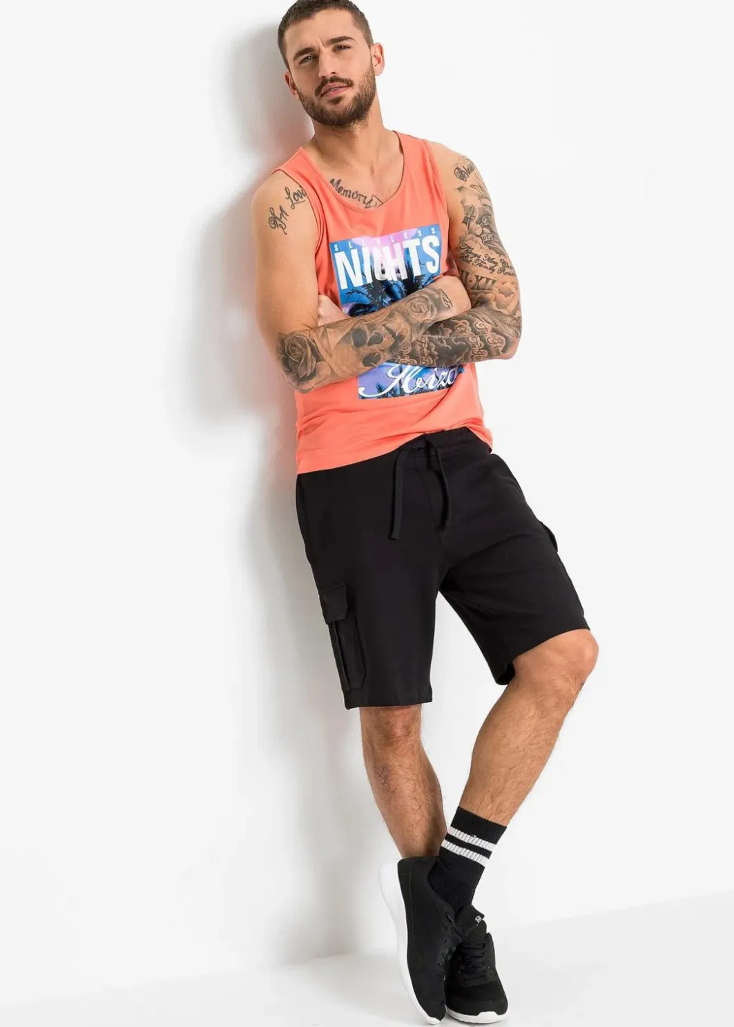 Herren bonprix Shorts|Sportbekleidung|Cargo-Sweat-Bermuda
