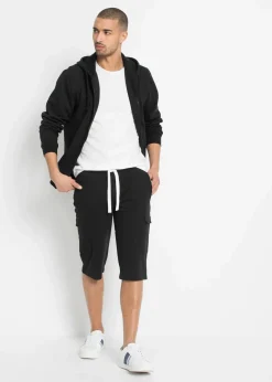 Herren bonprix Hosen|Sportbekleidung|Cargo-Sweatbermuda aus reiner Bio-Baumwolle