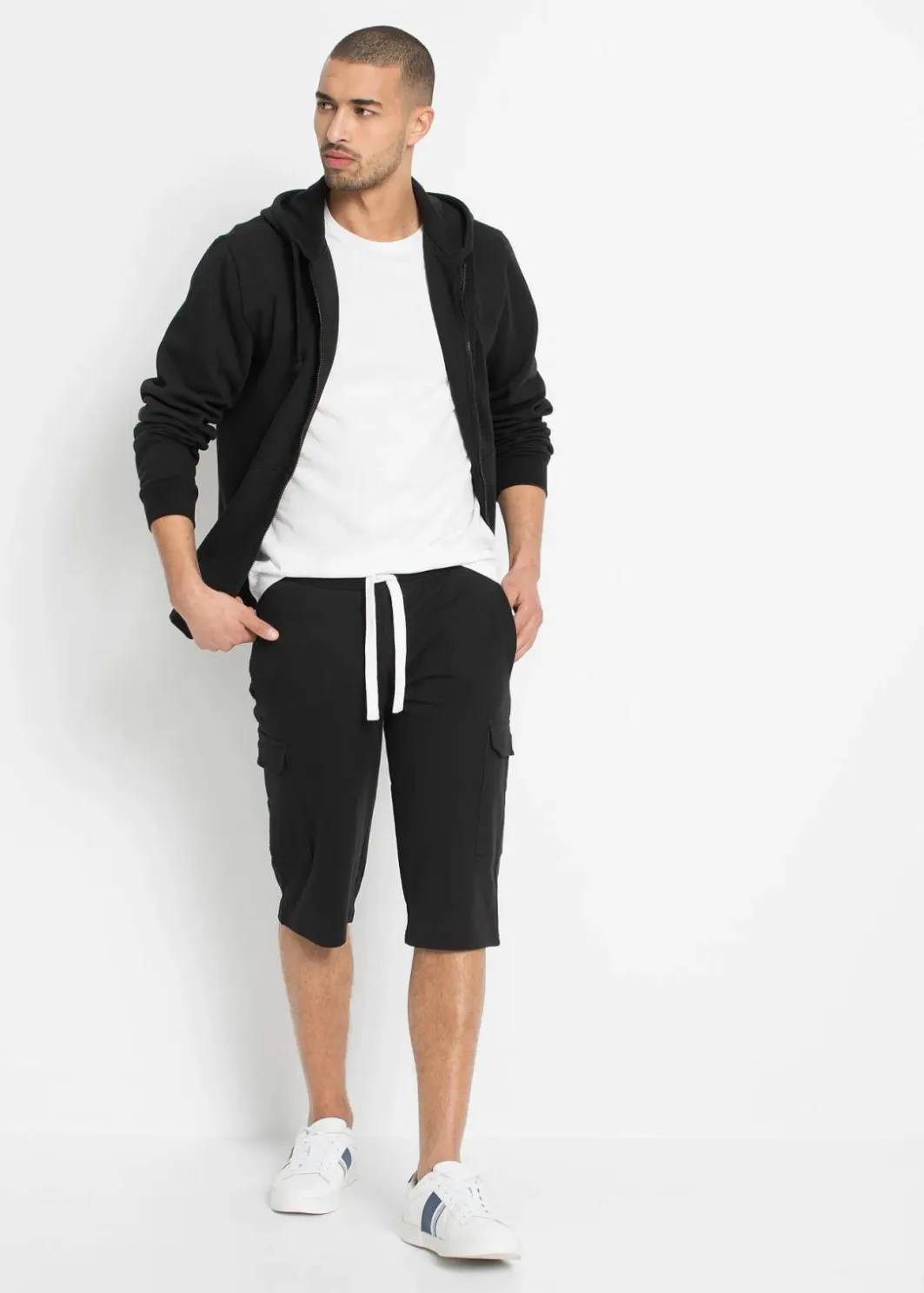 Herren bonprix Hosen|Sportbekleidung|Cargo-Sweatbermuda aus reiner Bio-Baumwolle