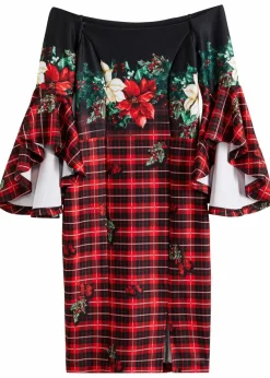 Damen bonprix Bekleidung·Pullover & Strickjacken|Kleider|Carmen-Kleid aus fester Scuba-Qualität mit Weichnachtsmotiv