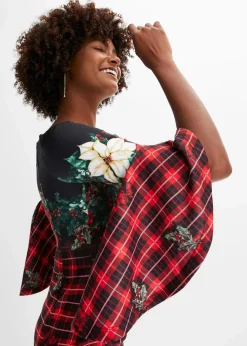 Damen bonprix Bekleidung·Pullover & Strickjacken|Kleider|Carmen-Kleid aus fester Scuba-Qualität mit Weichnachtsmotiv