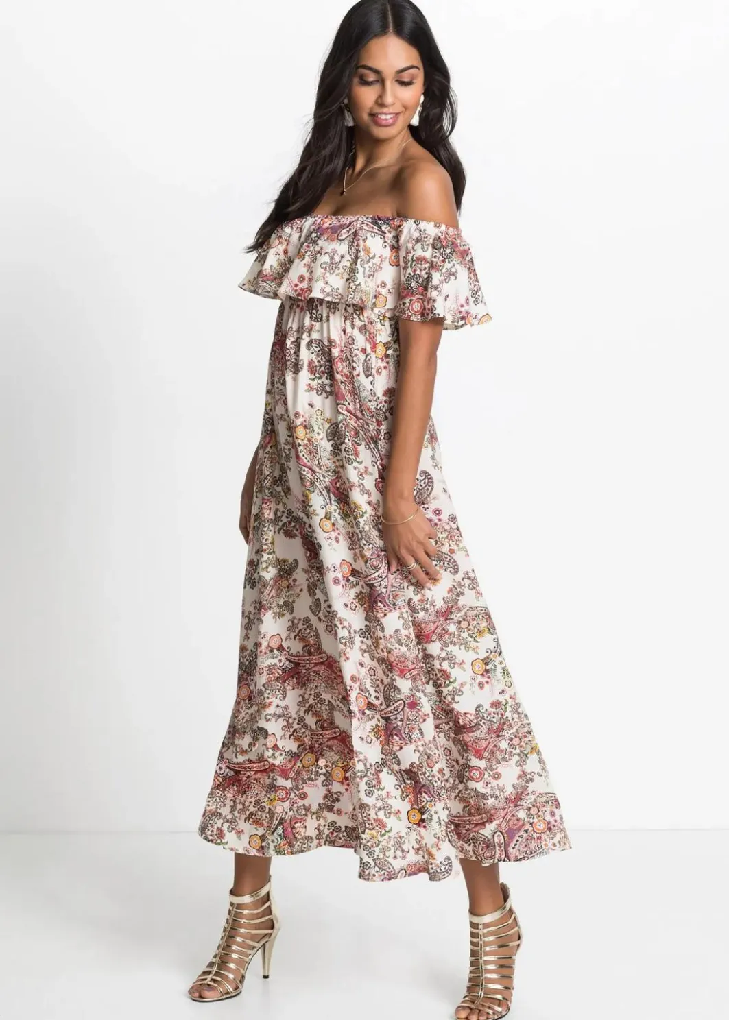 Damen bonprix Kleider|Carmen-Kleid aus fließender Viskose