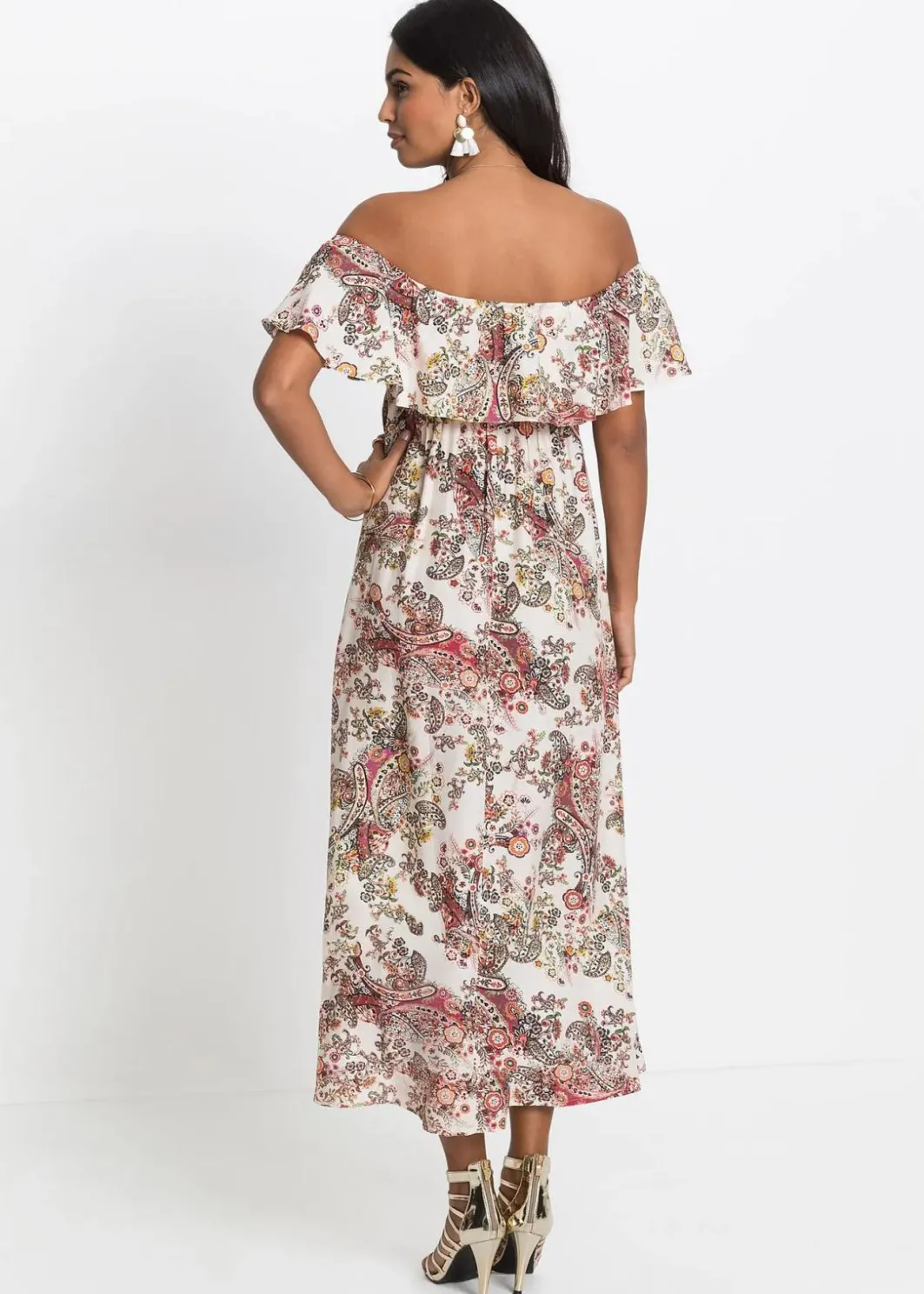Damen bonprix Kleider|Carmen-Kleid aus fließender Viskose