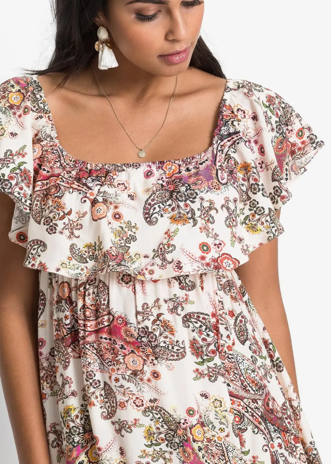 Damen bonprix Kleider|Carmen-Kleid aus fließender Viskose