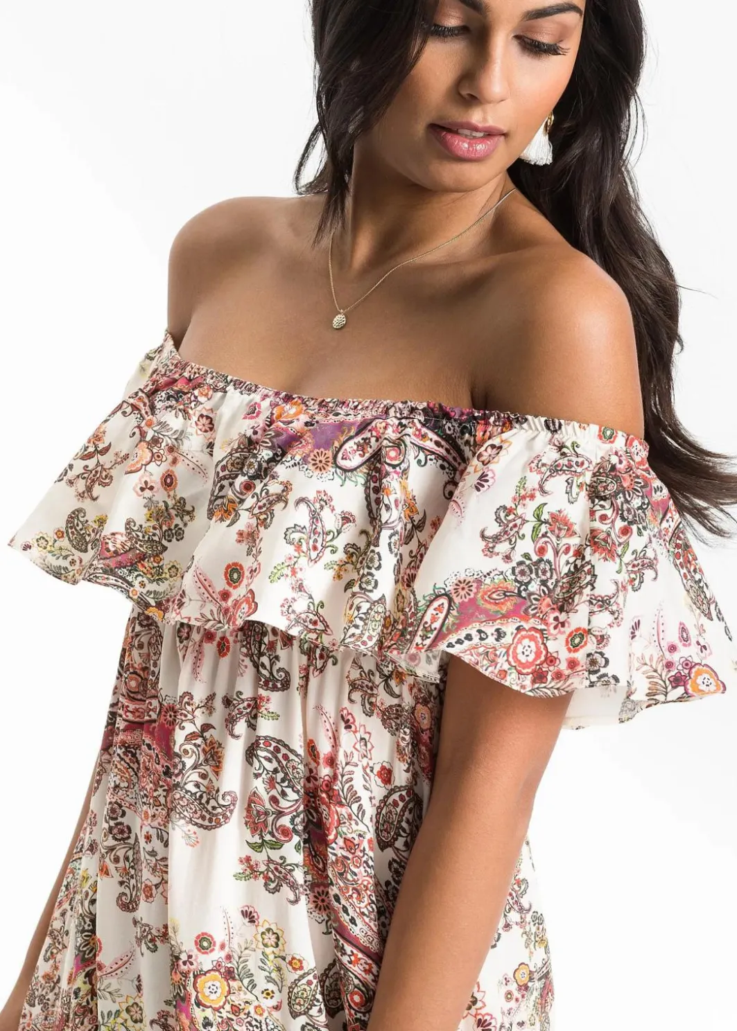 Damen bonprix Kleider|Carmen-Kleid aus fließender Viskose
