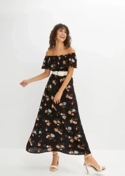 Carmen-Kleid aus fließender Viskose Damen Kleider|Bekleidung·Pullover & Strickjacken