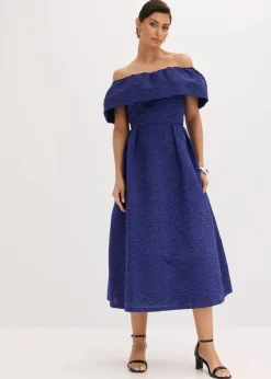 Carmen-Kleid aus glänzendem Jacquard Damen Festliche Mode|Kleider