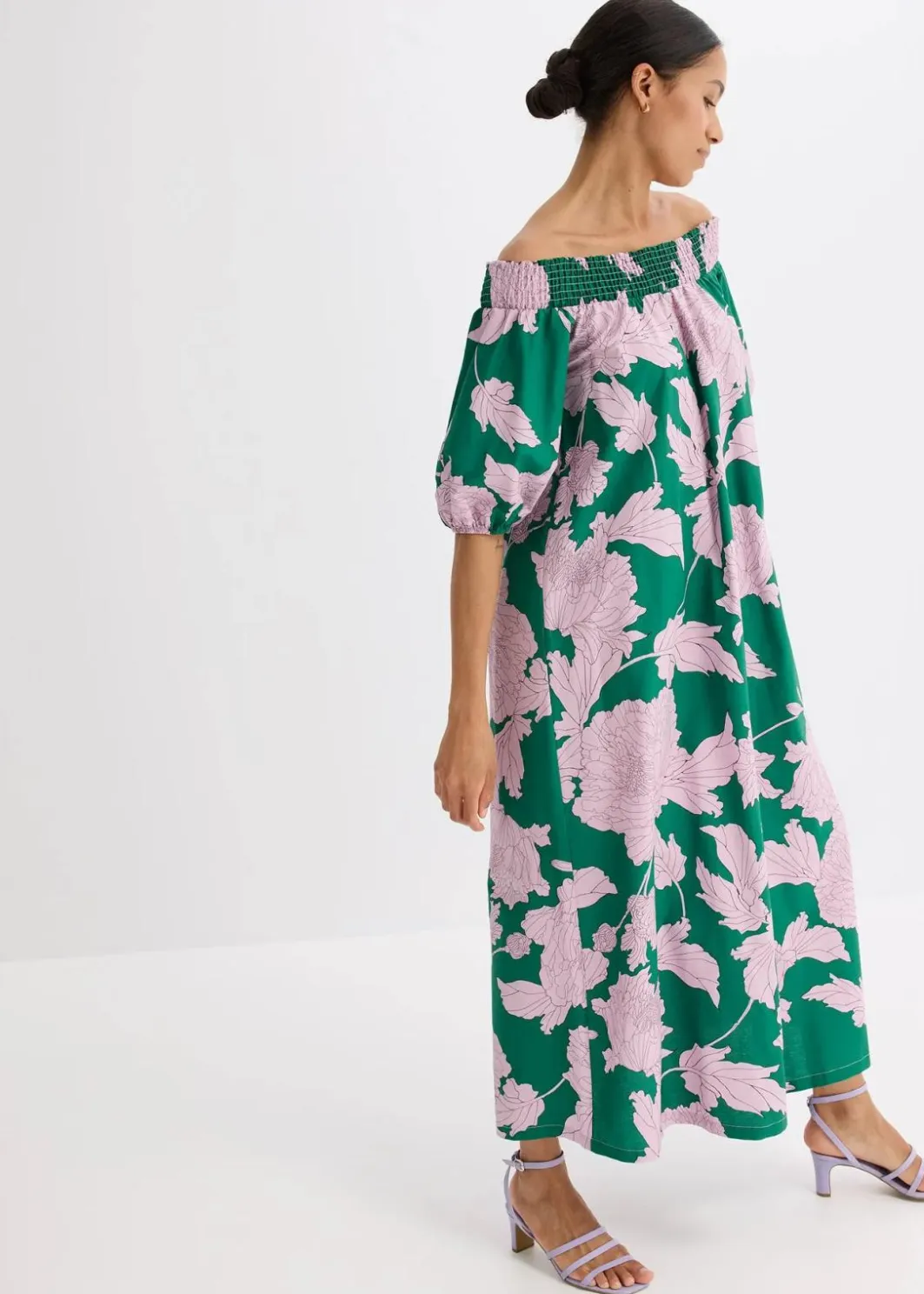 Outlet Carmen-Kleid aus reiner Baumwolle Damen Bekleidung·Pullover & Strickjacken|Kleider