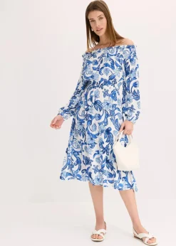 Discount Carmen-Kleid aus strukturierter Viskose Damen Bekleidung·Pullover & Strickjacken|Kleider