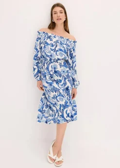 Discount Carmen-Kleid aus strukturierter Viskose Damen Bekleidung·Pullover & Strickjacken|Kleider