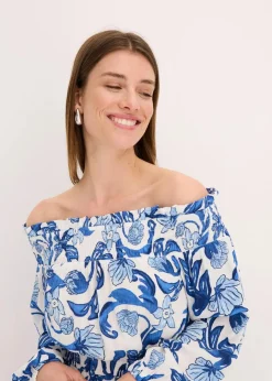 Discount Carmen-Kleid aus strukturierter Viskose Damen Bekleidung·Pullover & Strickjacken|Kleider