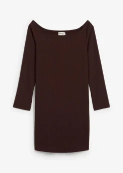 Outlet Carmen-Kleid aus strukturiertem Crêpe Damen Kleider|Nachhaltigere Materialien