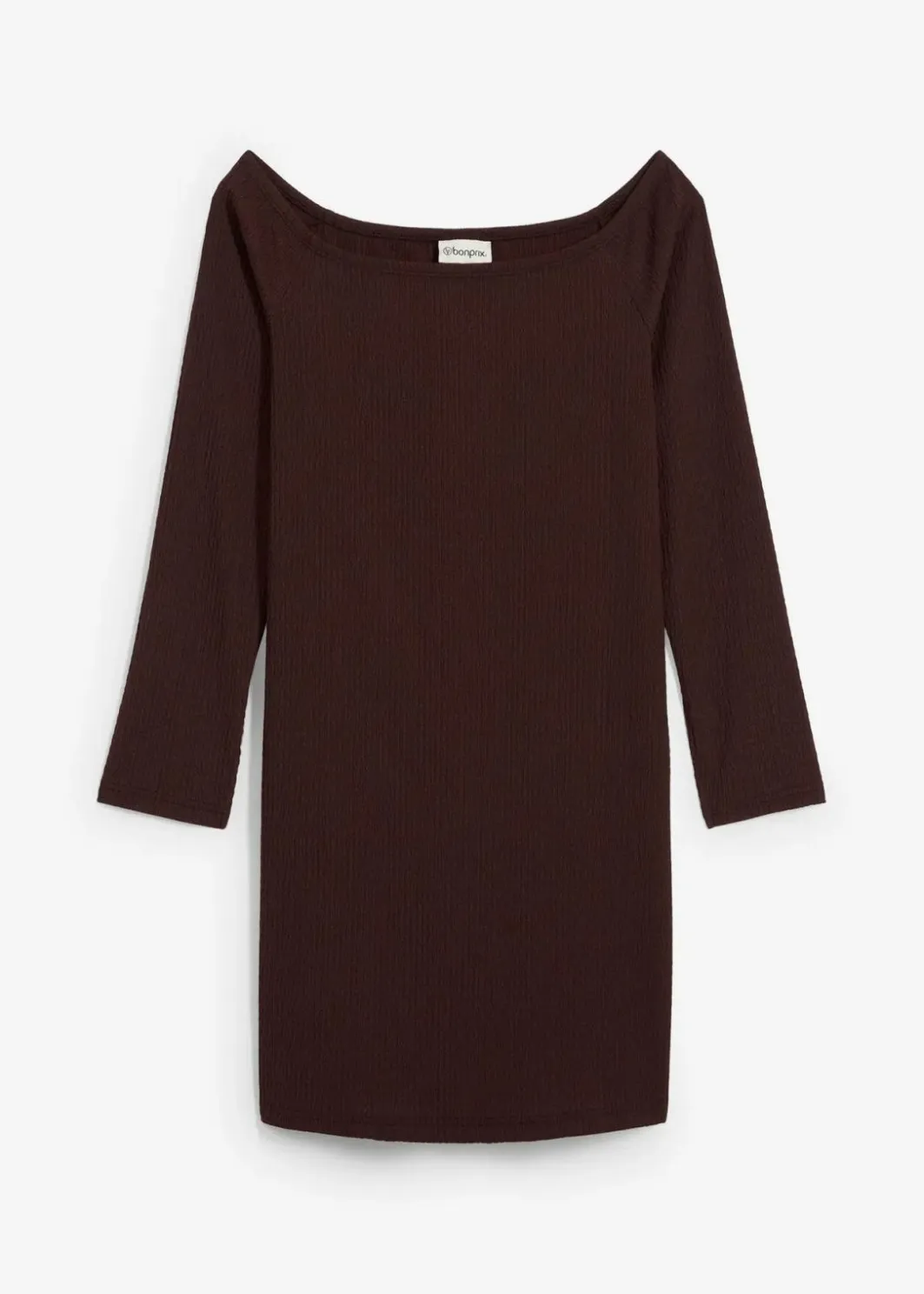 Outlet Carmen-Kleid aus strukturiertem Crêpe Damen Kleider|Nachhaltigere Materialien