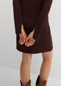 Outlet Carmen-Kleid aus strukturiertem Crêpe Damen Kleider|Nachhaltigere Materialien