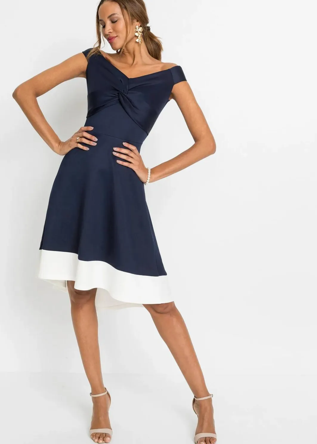 Damen bonprix Bekleidung·Pullover & Strickjacken|Festliche Mode|Carmen-Kleid mit Knotendetail