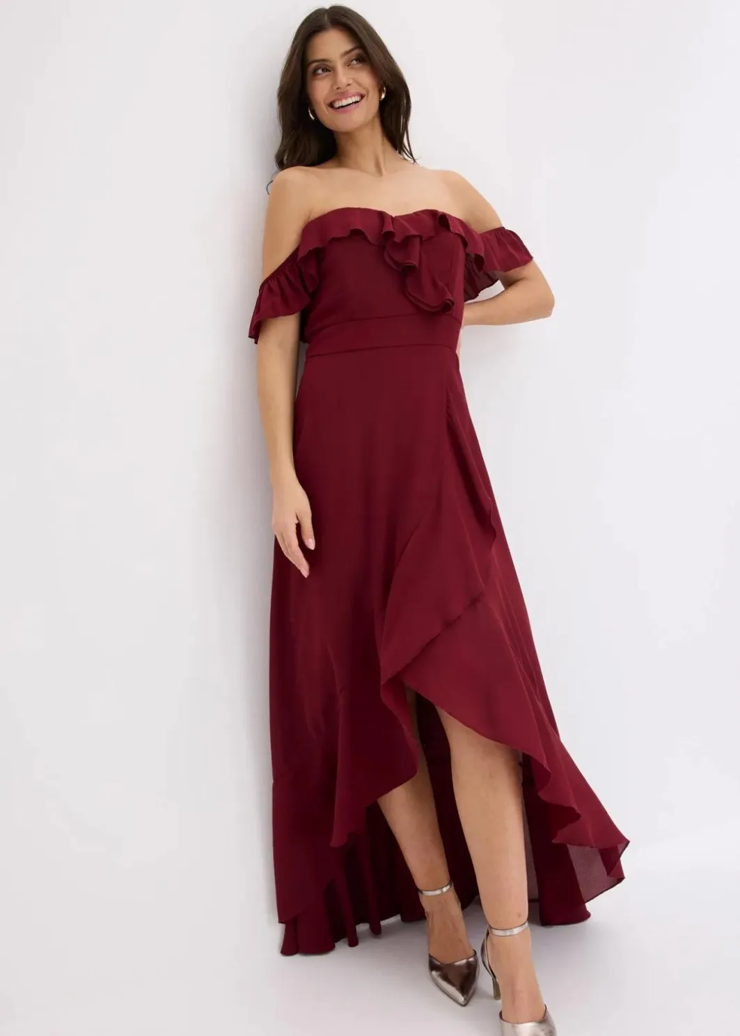 Damen bonprix Festliche Mode|Kleider|Carmen-Kleid mit Volants
