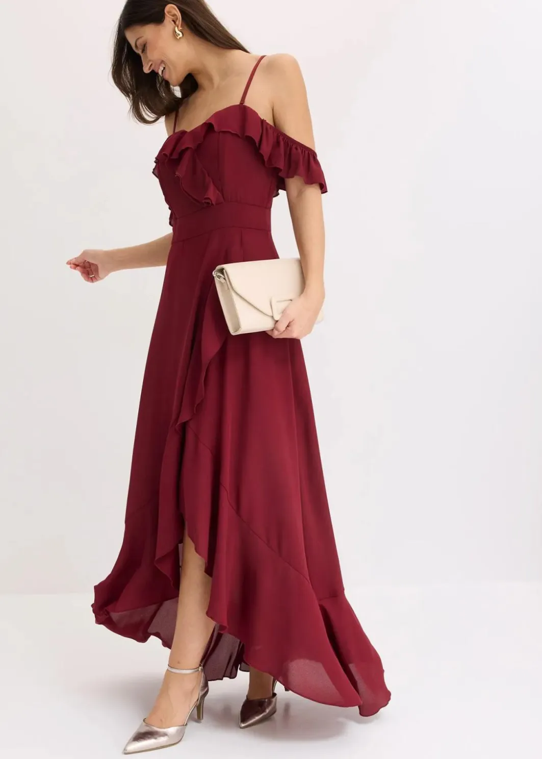 Damen bonprix Festliche Mode|Kleider|Carmen-Kleid mit Volants