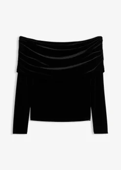 Sale Carmenshirt aus softem Samt Damen Shirts & Tops
