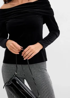 Sale Carmenshirt aus softem Samt Damen Shirts & Tops