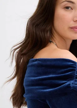 Outlet Carmenshirt aus softem Samt Damen Shirts & Tops