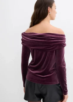 Sale Carmenshirt aus softem Samt Damen Shirts & Tops