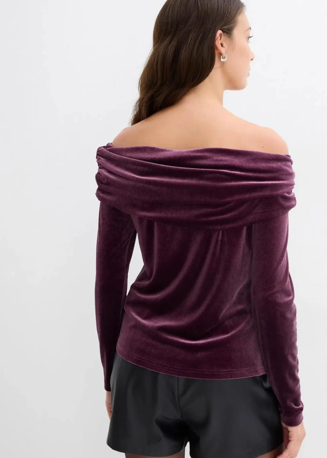 Sale Carmenshirt aus softem Samt Damen Shirts & Tops