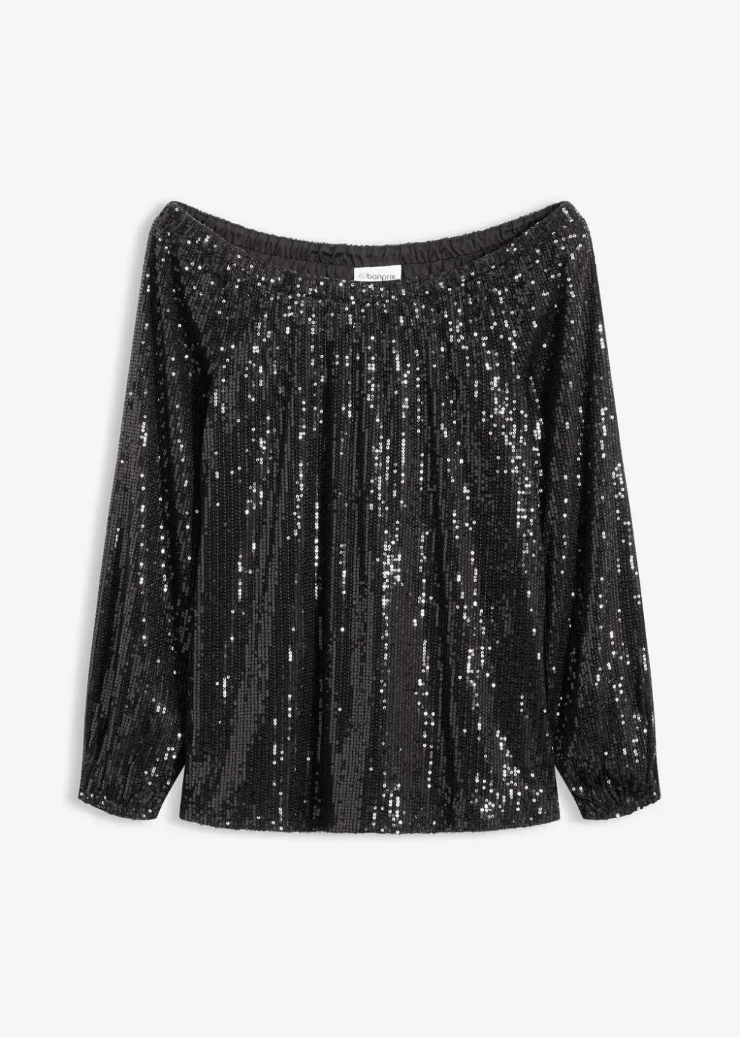 Damen bonprix Shirts & Tops|Carmenshirt, Oversized mit Pailletten