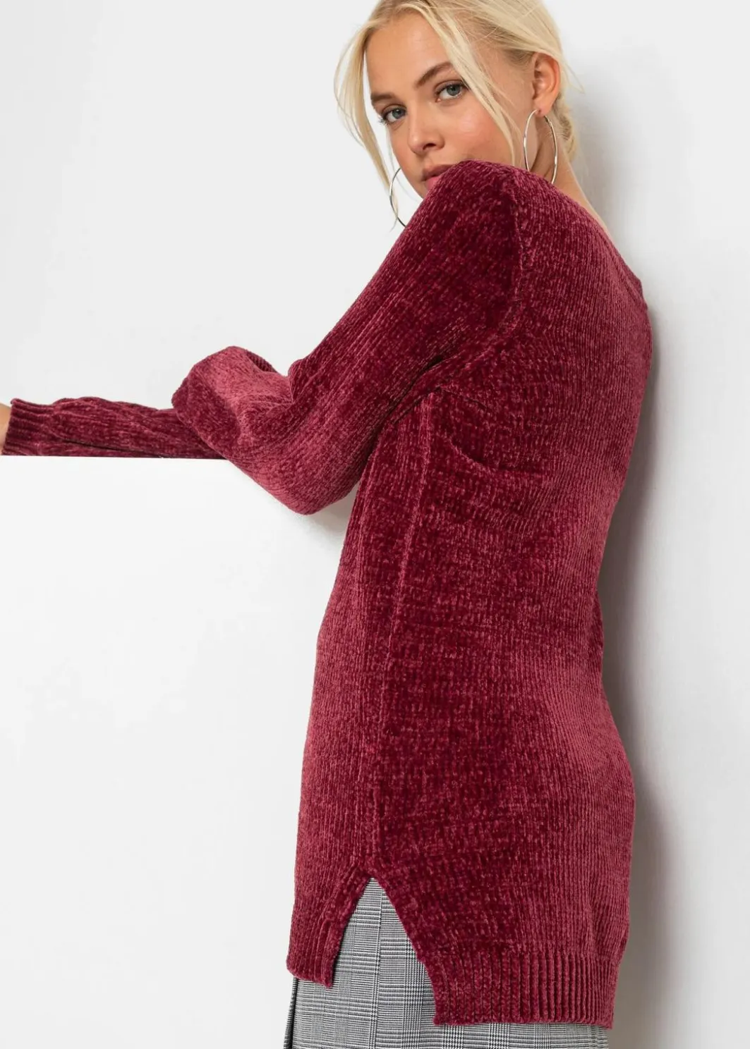 Hot Chenille-Longpullover Damen Pullover & Strickjacken|Nachhaltigere Materialien